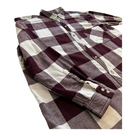 Aritiza | Wilfred Free Button Up Long Sleeves Checkered Flannel Burgundy Size L - Picture 5 of 11